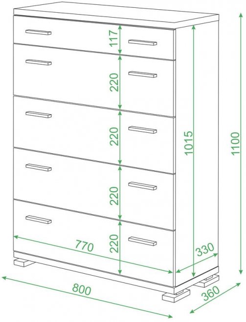 Комод КМ-2 БЕШ белый / шамони
