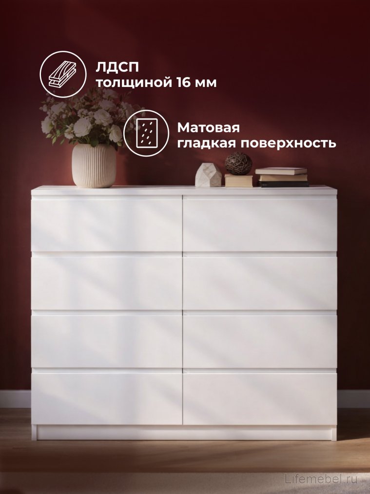 Комод Мадера 1200.8 лдсп белый