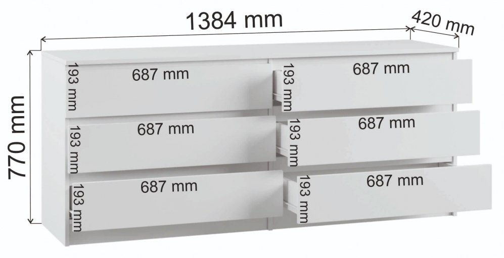 Комод Мадера 1384 ЛДСП дуб крафт золотой / лдсп белый