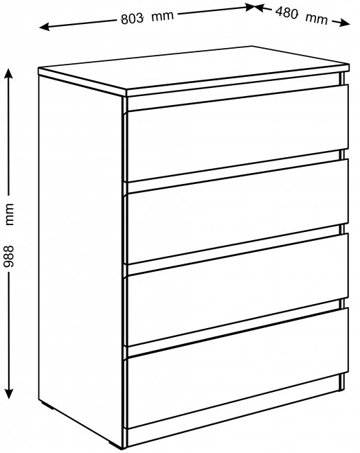 Комод Мальта 80х99 4 ящика белый