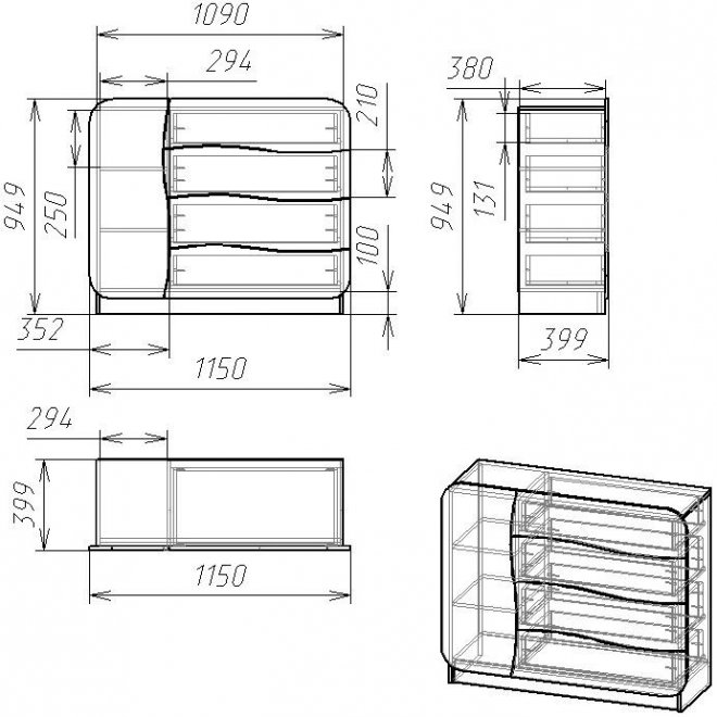 Комод Мебелеф - 32 левый ясень шимо светлый / белоснежный глянец