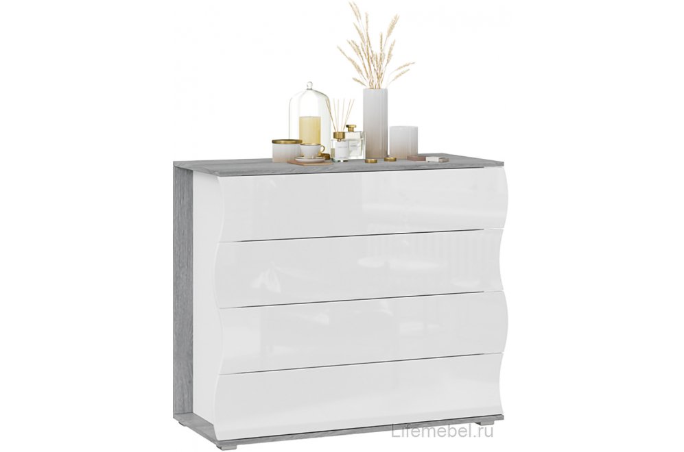 Комод Миранда дуб гамильтон / белый глянец