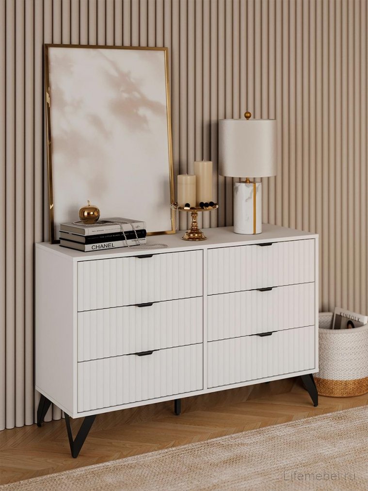 Комод ridberg lugano 6Я белый / черный