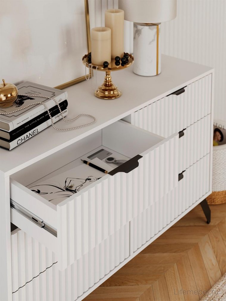 Комод ridberg lugano 6Я белый / черный