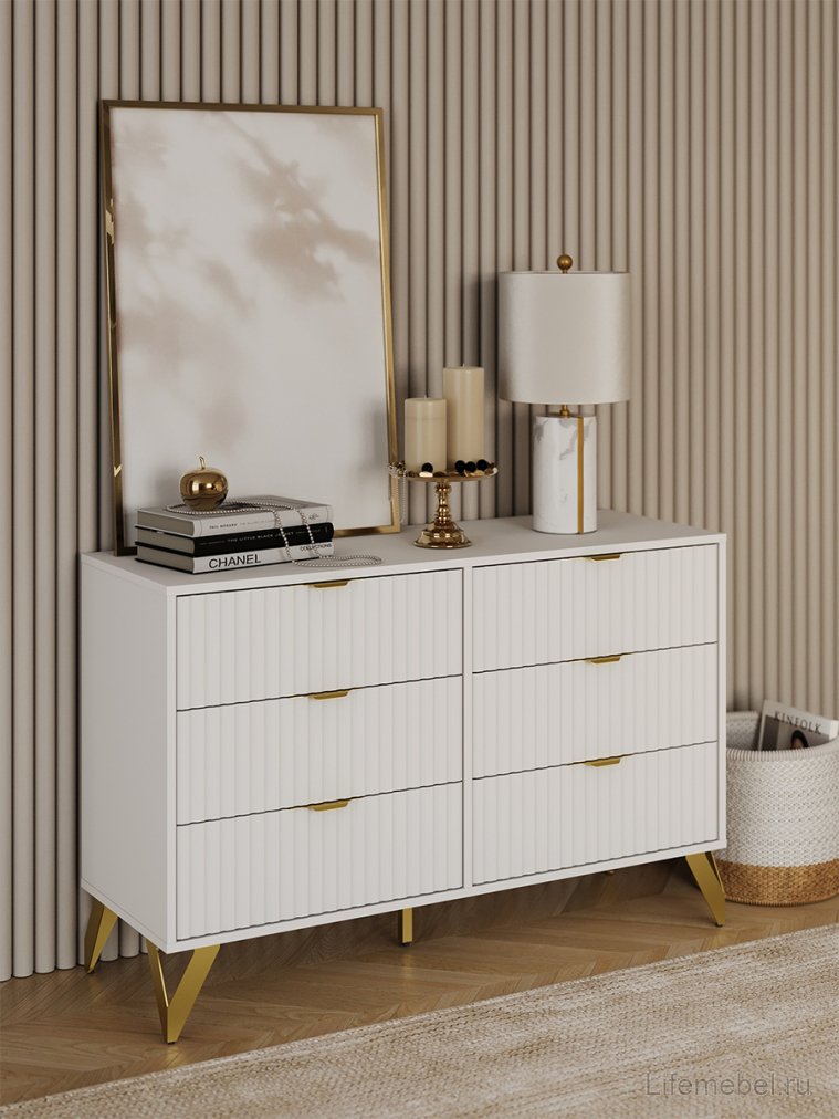 Комод ridberg lugano 6Я белый / золото