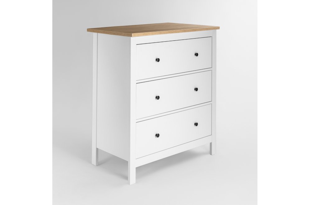 Комод Сага 3 ящика белый / ясень