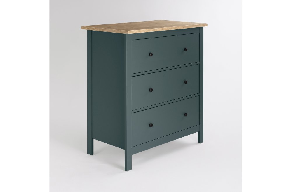 Комод Сага 3 ящика бирюзовый / ясень