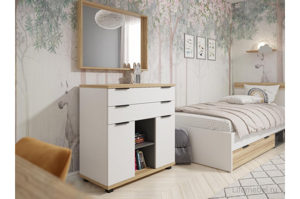 Комод Скайлайт СЛ-10К дуб блэквуд / белый / графит / меренга