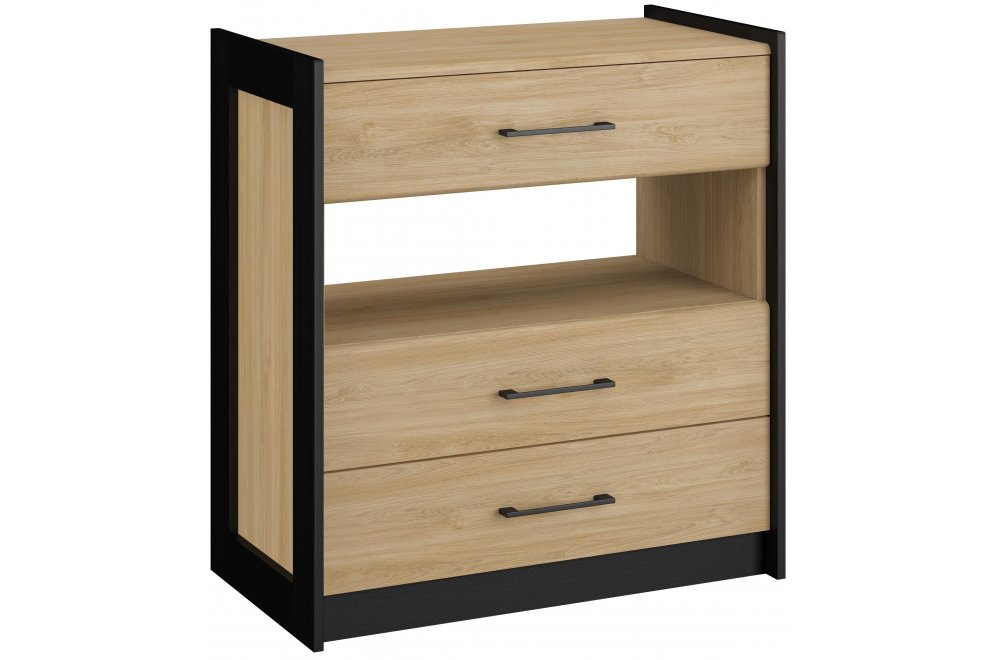 Комод Стенли МН-037-06 дуб прованс / черный / дуб прованс