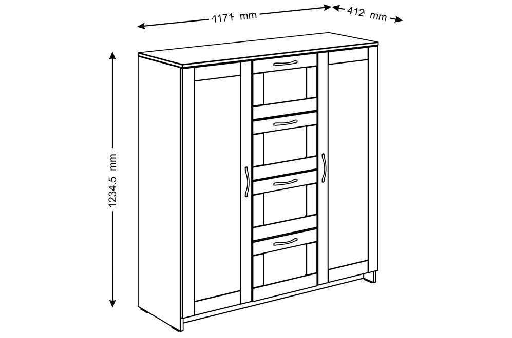 Комод Сириус 117х123 2 двери / 4 ящика белый