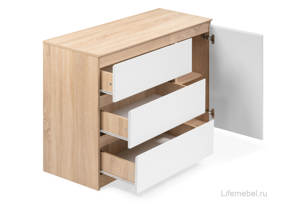 Комод Т-3р дуб сонома / белый