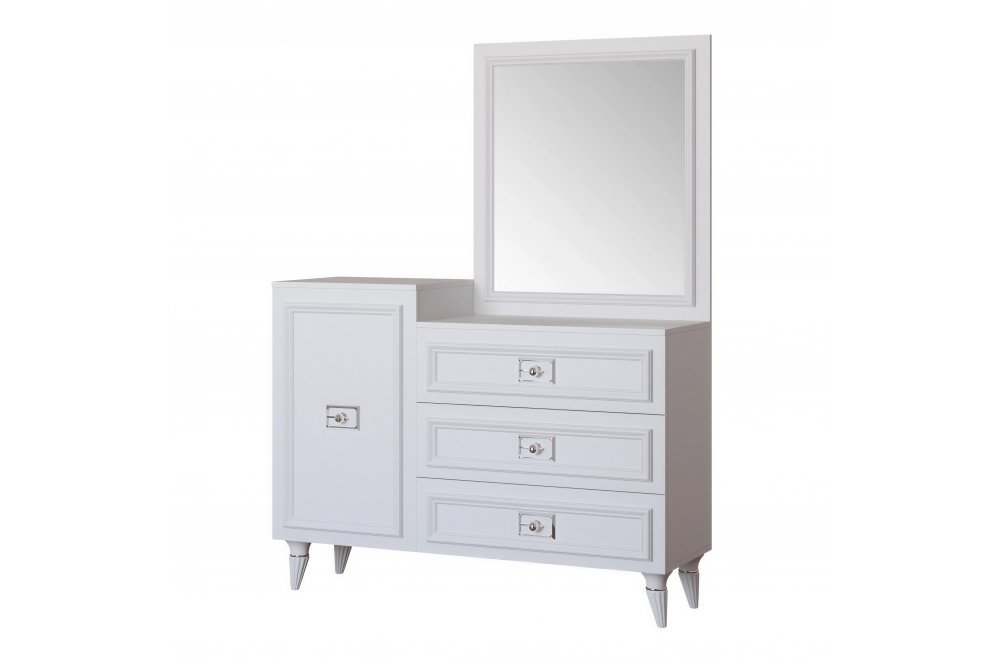 Комод Валенсия СВК-13 белый / серебро