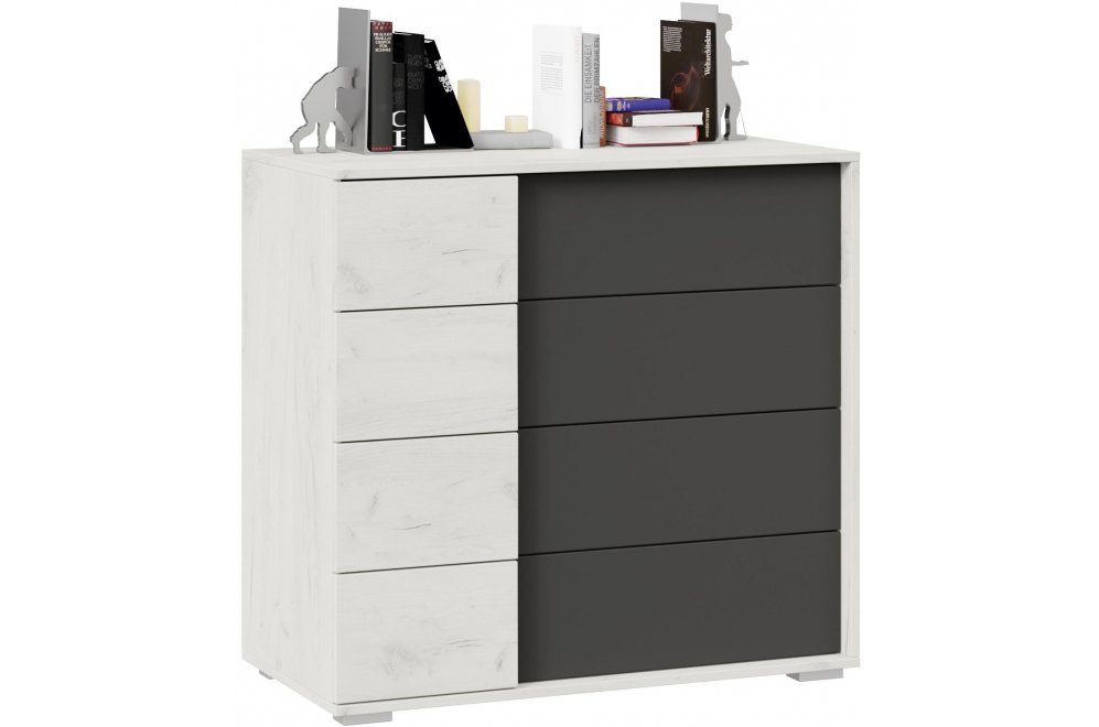 Комод Валери дуб крафт белый / антрацит
