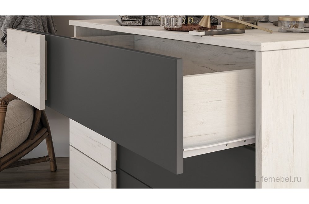 Комод Валери дуб крафт белый / антрацит