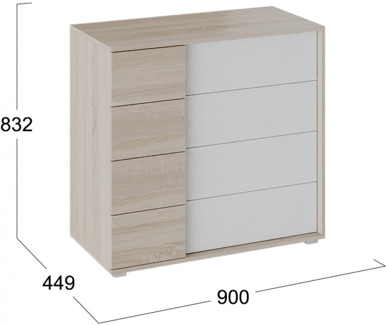Комод Валери дуб сонома / белый ясень