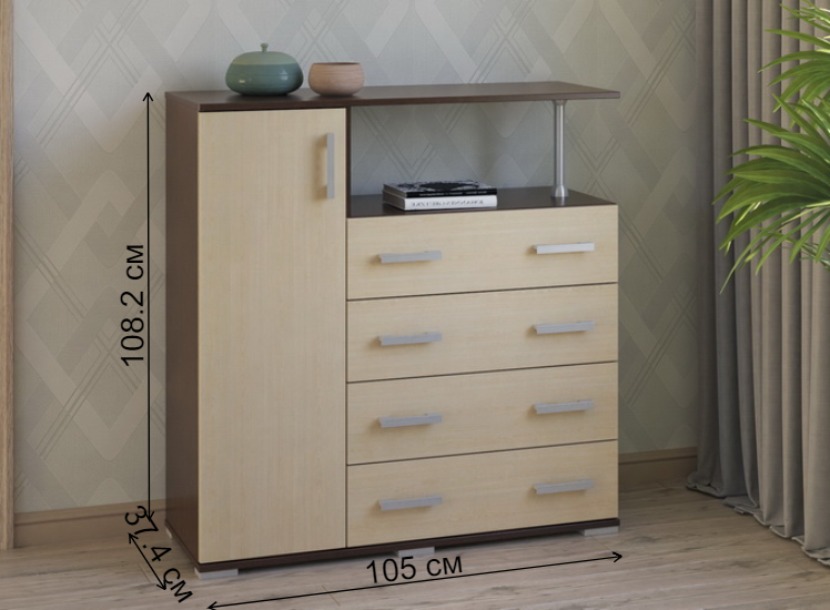 Комод Вента-10 венге / дуб молочный левый