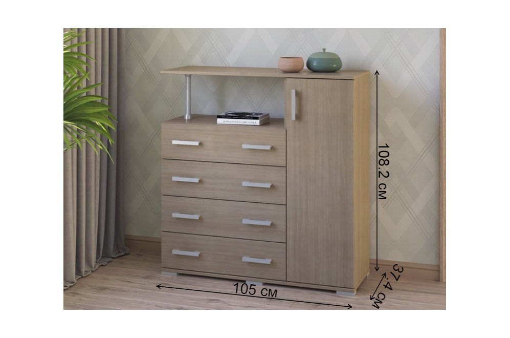 Комод Вента-10 ясень светлый правый