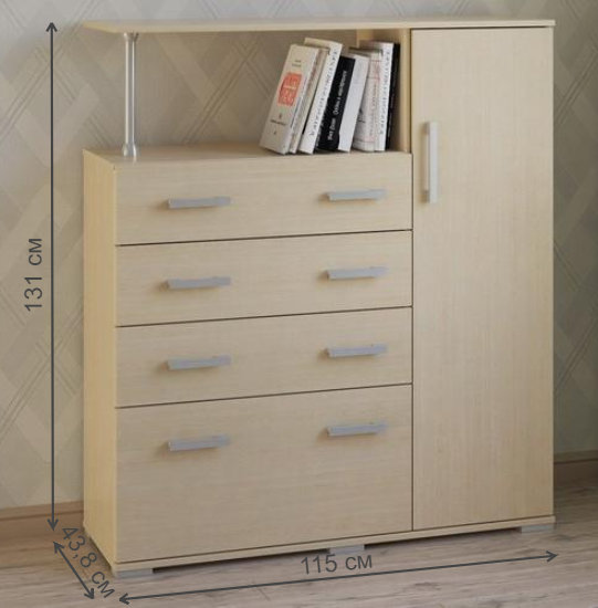 Комод Вента-9 дуб молочный правый