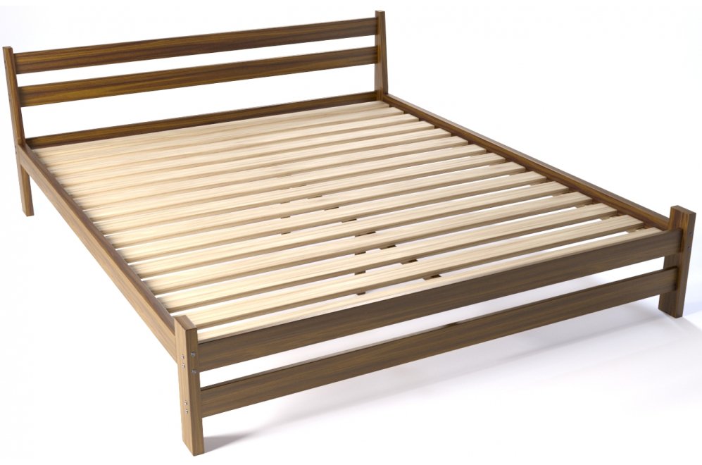 Двуспальная кровать Мишка 180 x 200 см усиленная с основанием темный дуб