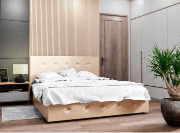 Двуспальная кровать Афродита-10 бежевая экокожа nice beige