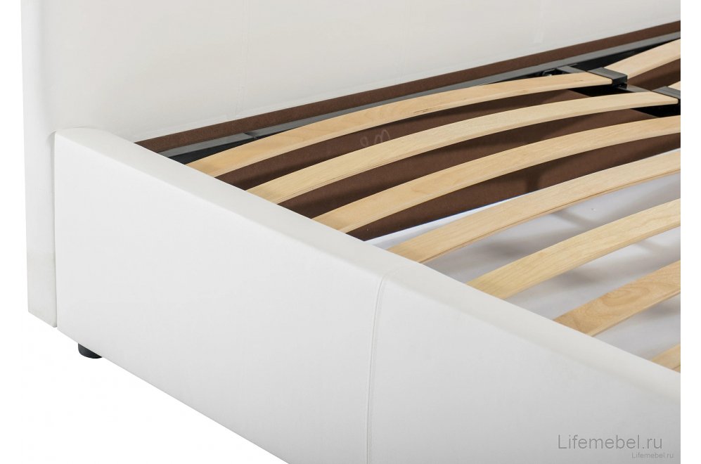 Двуспальная кровать Афродита-2 180x200 экокожа белая