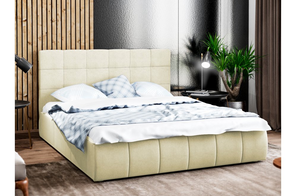 Двуспальная кровать Афродита-2 180х200 с ПМ рогожка савана милк