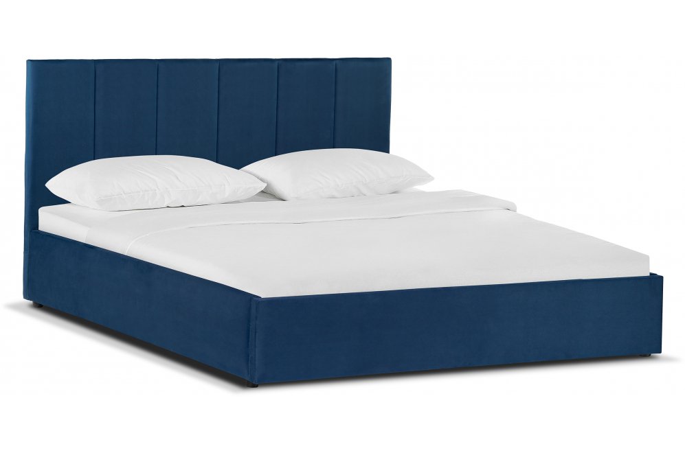 Двуспальная кровать Афродита-3 180х200 с ПМ синий велюр bingo denim