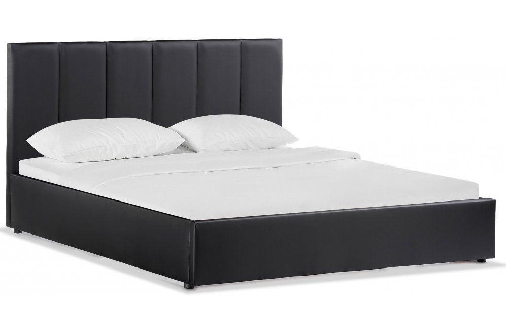Двуспальная кровать Афродита-3 200х200 экокожа черная