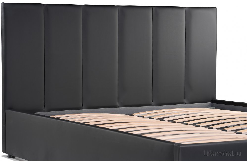 Двуспальная кровать Афродита-3 200х200 с ПМ экокожа черная
