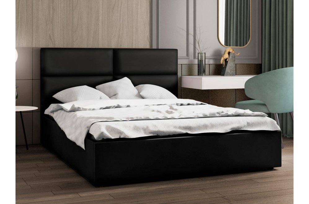 Двуспальная кровать Афродита-4 180х200 с ПМ экокожа marvel black