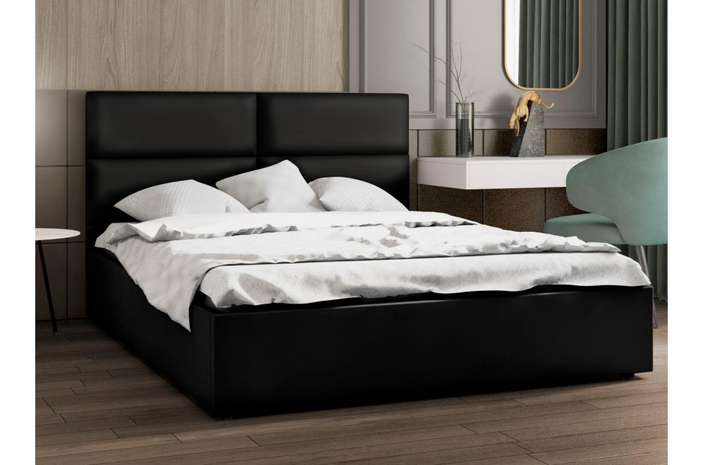 Двуспальная кровать Афродита-4 200х200 с ПМ экокожа marvel black