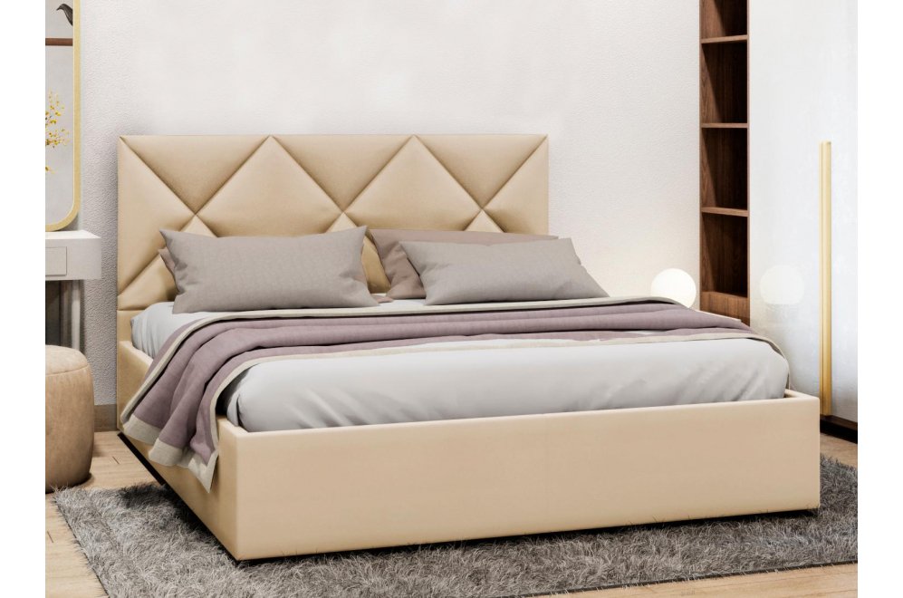 Двуспальная кровать Афродита-6 180х200 с ПМ экокожа marvel cream