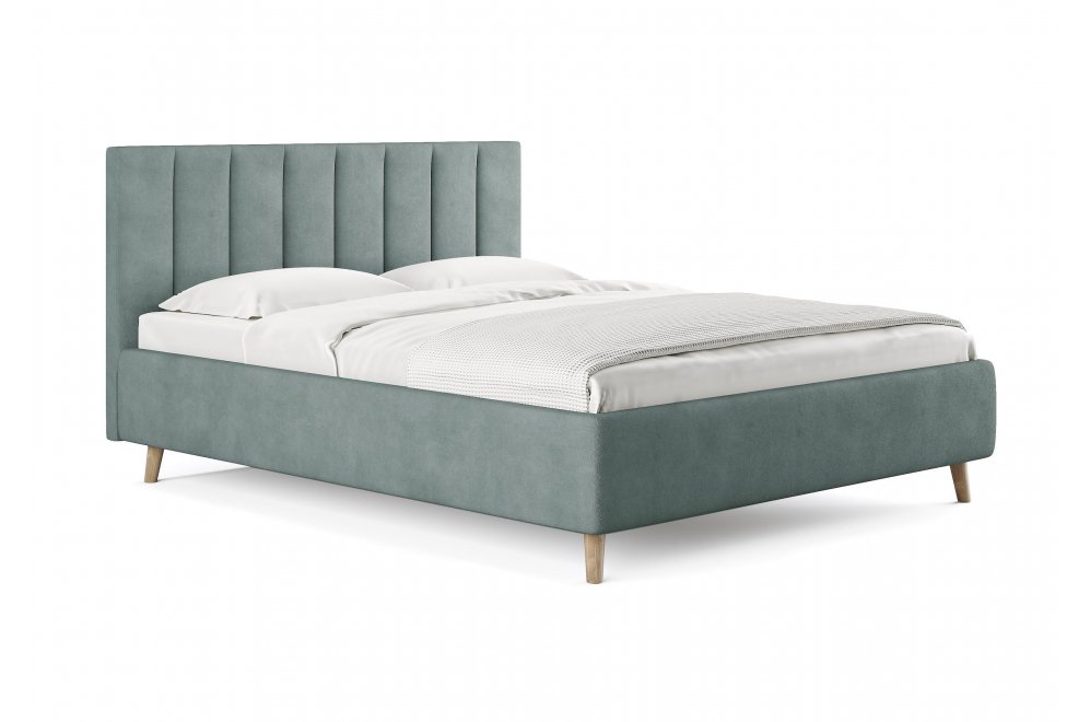 Двуспальная кровать Alma 160x200 с основанием Замша мятный