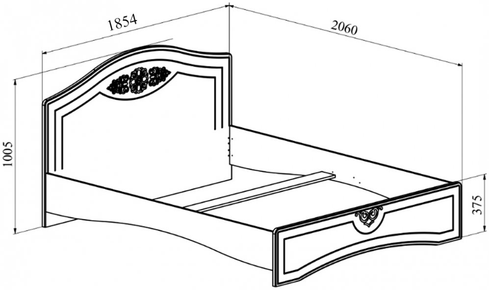 Двуспальная кровать Ассоль АС-114К 180х200 белое дерево