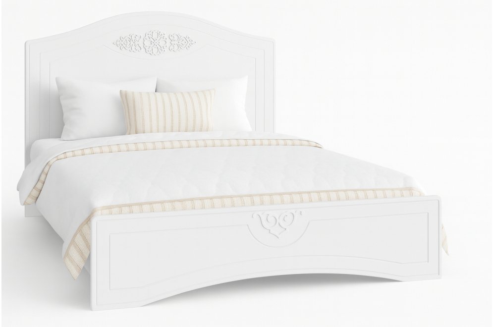 Двуспальная кровать Ассоль АС-114К 180х200 белое дерево