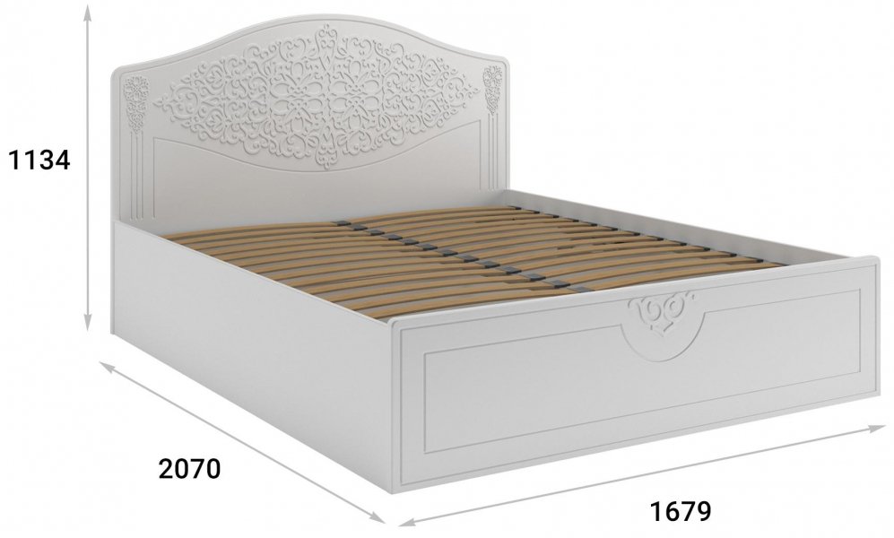 Двуспальная кровать Ассоль АС-30 160х200 с ПМ белое дерево