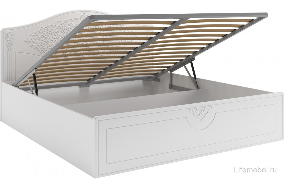 Двуспальная кровать Ассоль АС-61 180х200 с ПМ белое дерево
