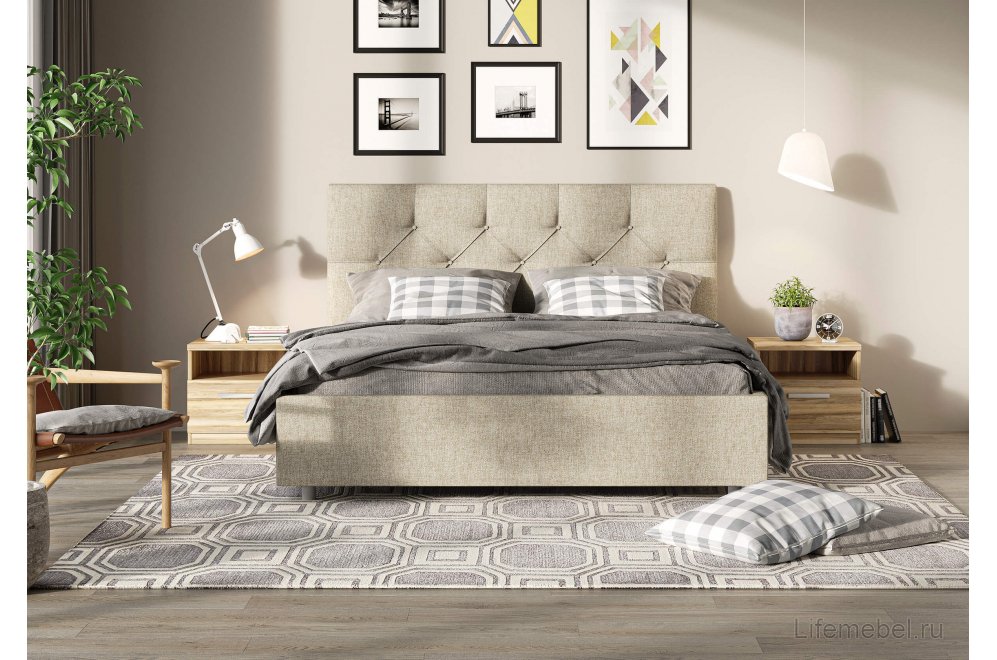 Двуспальная кровать Bari 180x200 с основанием бентли белый