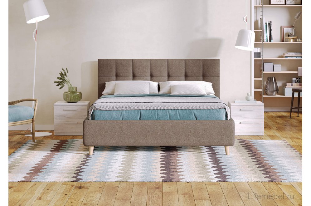 Двуспальная кровать Bella 160x200 с основанием Бентли белый