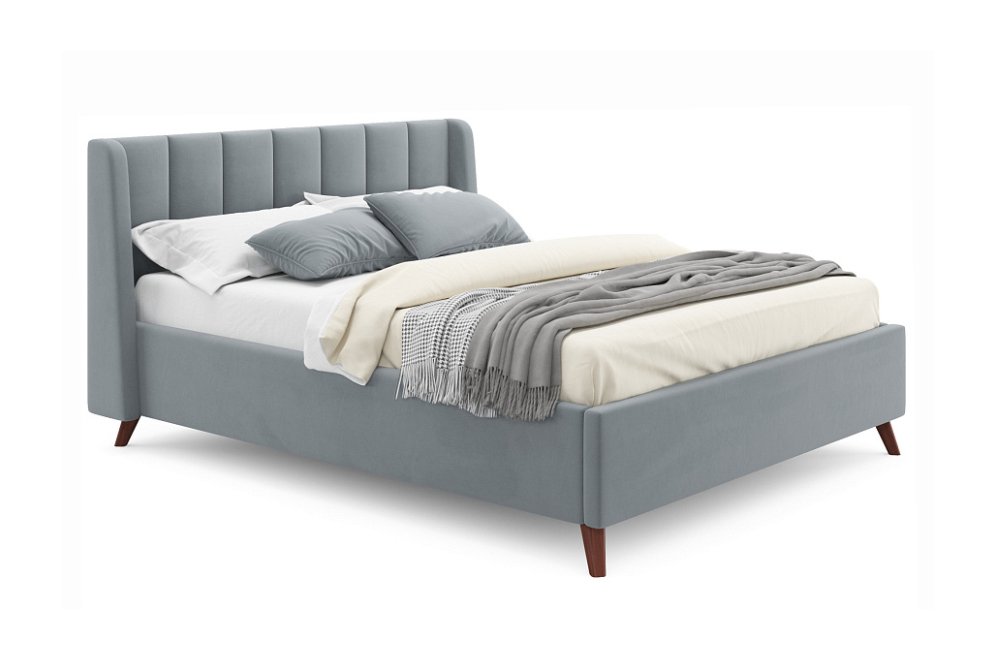 Двуспальная кровать Betsi 160х200 с ПМ велюр серый