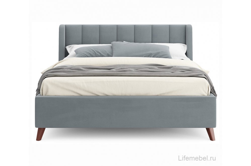 Двуспальная кровать Betsi 160х200 с ПМ велюр серый
