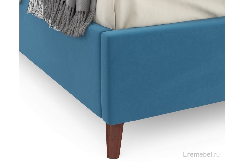 Двуспальная кровать Betsi 160х200 с ПМ велюр синий