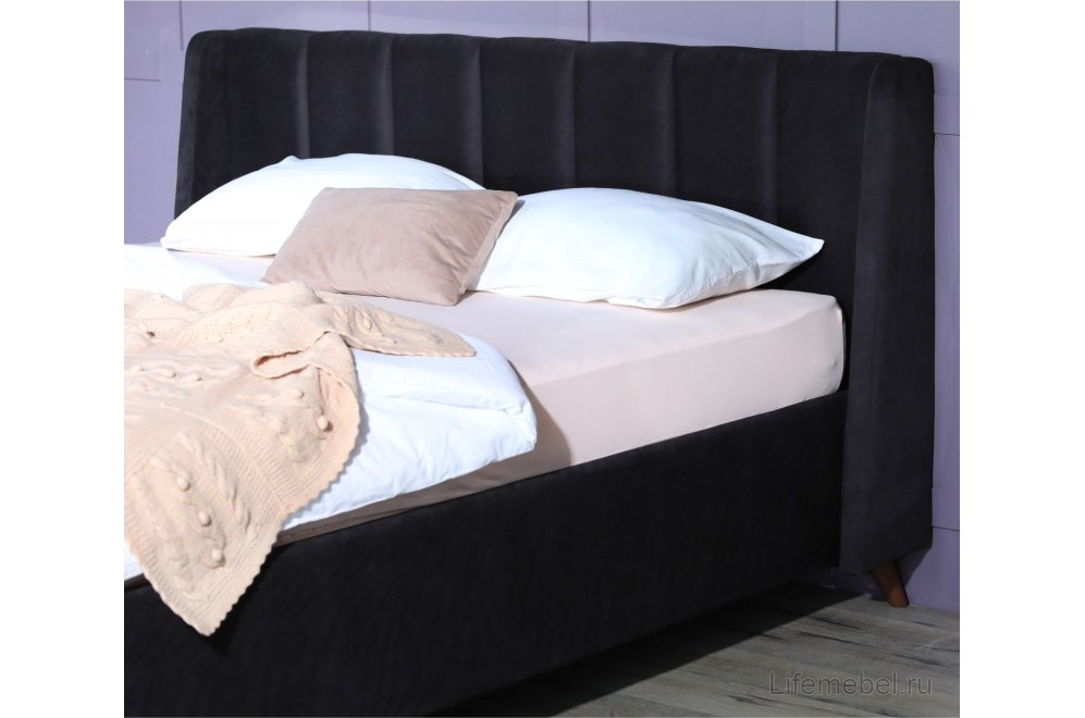 Двуспальная кровать Betsi 160х200 с ПМ велюр черный