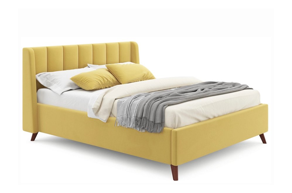 Двуспальная кровать Betsi 160х200 с ПМ велюр желтый