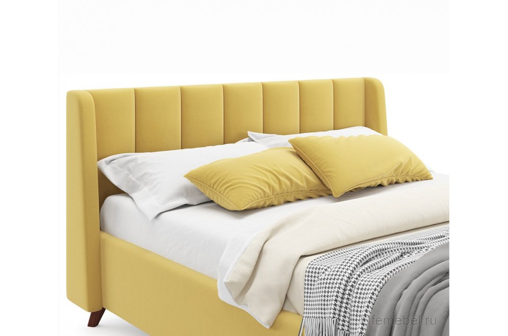 Двуспальная кровать Betsi 160х200 с ПМ велюр желтый