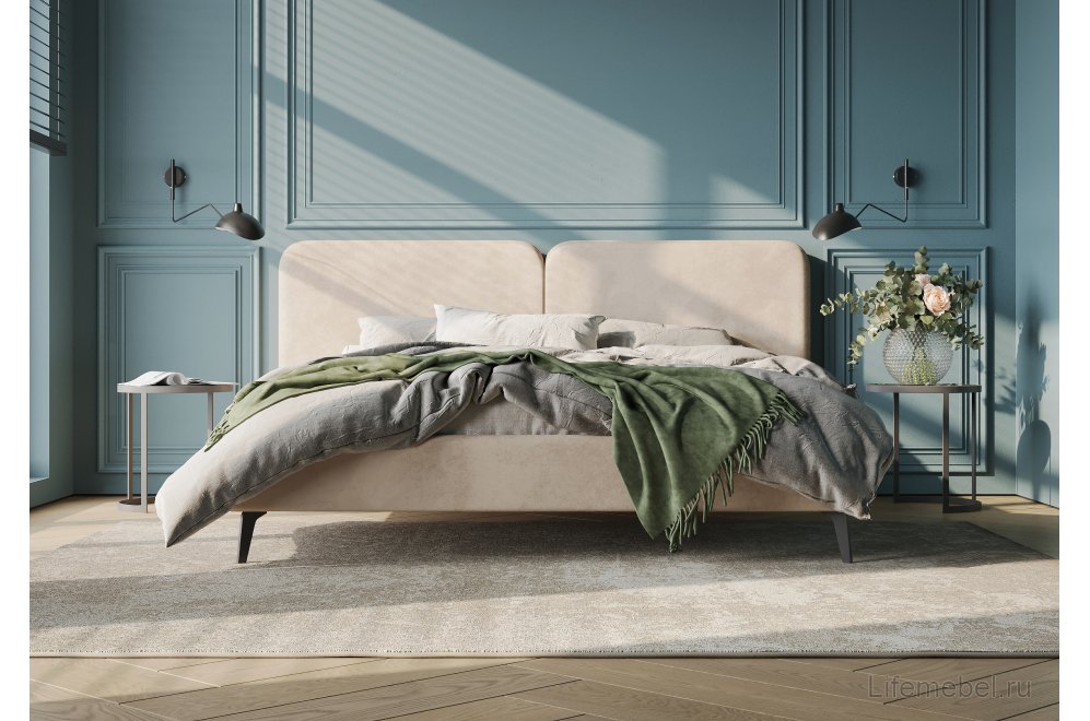 Двуспальная кровать Brooklyn 180x200 с основанием лаунж серый