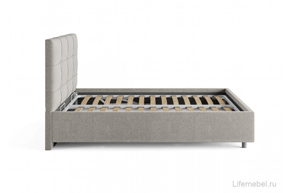 Двуспальная кровать Caprice 180х200 с основанием кремовая ткань Тедди