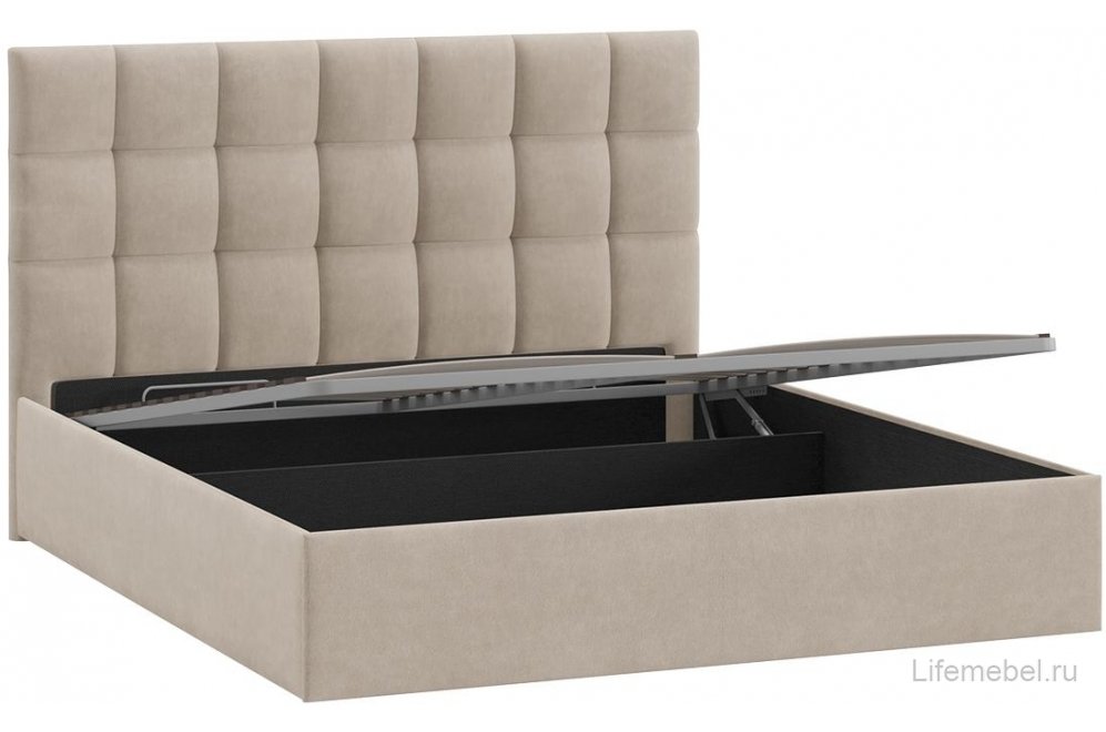 Двуспальная кровать Эмбер Тип 1 160х200 с ПМ велюр мокко светлый