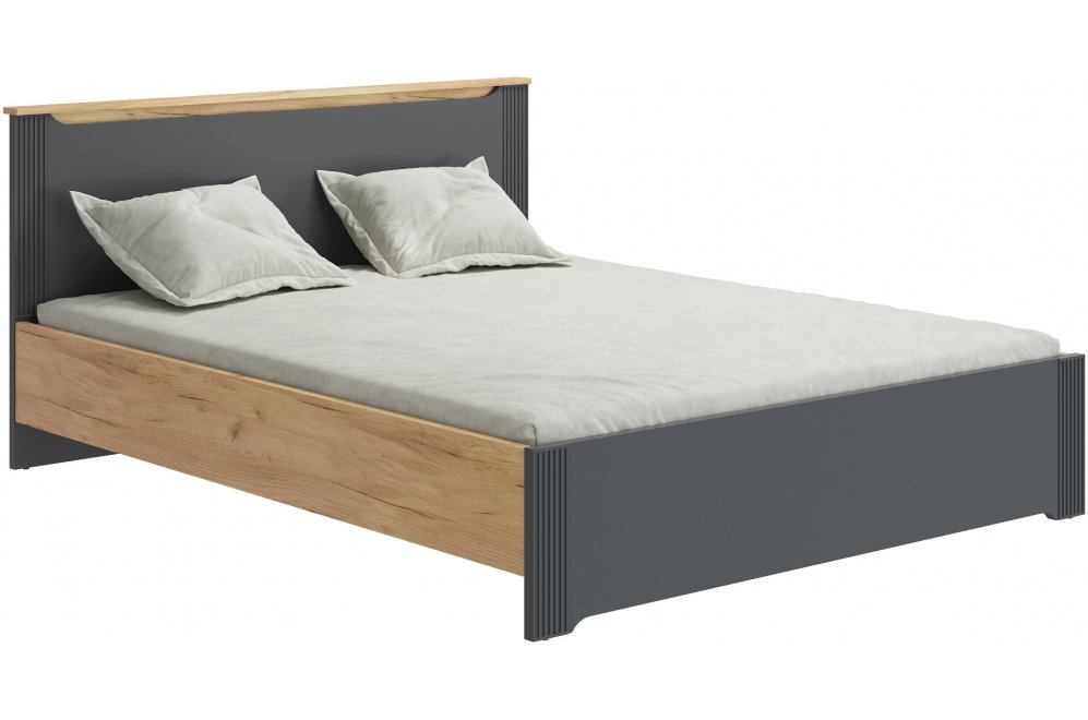 Двуспальная кровать Эмилия ЭЛ-30 160х200 дуб крафт золотой / графит