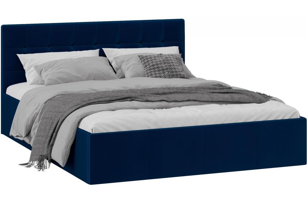 Двуспальная кровать Эмма 160х200 с ПМ велюр confetti blue